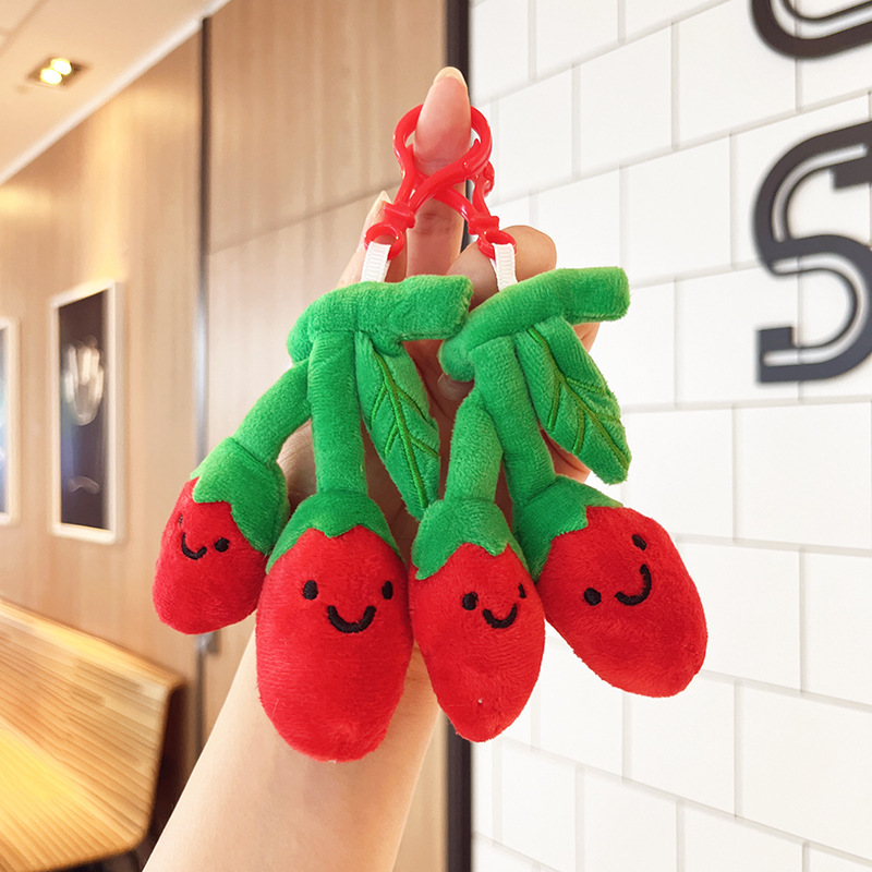 新しいクコの実ぬいぐるみペンダント露店人形卸売漢方薬人形小さなギフトキーホルダーぬいぐるみ|undefined