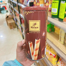 香港奇美行80g莱恩巧克力蛋卷礼盒装 年货食品夹心饼干铁罐装批发