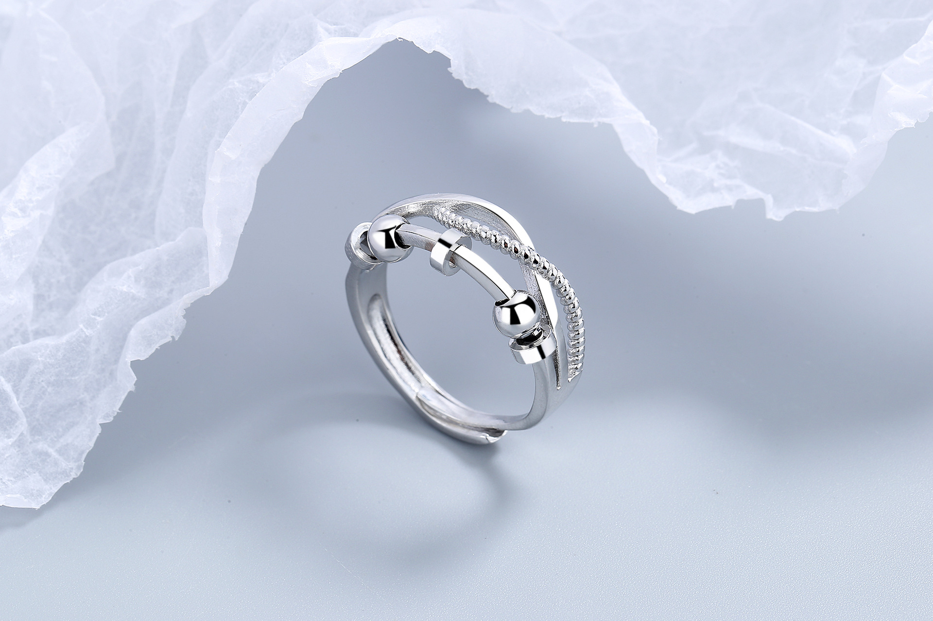 Simple Style Circle Copper Beaded Plating Open Ring 1 Piece