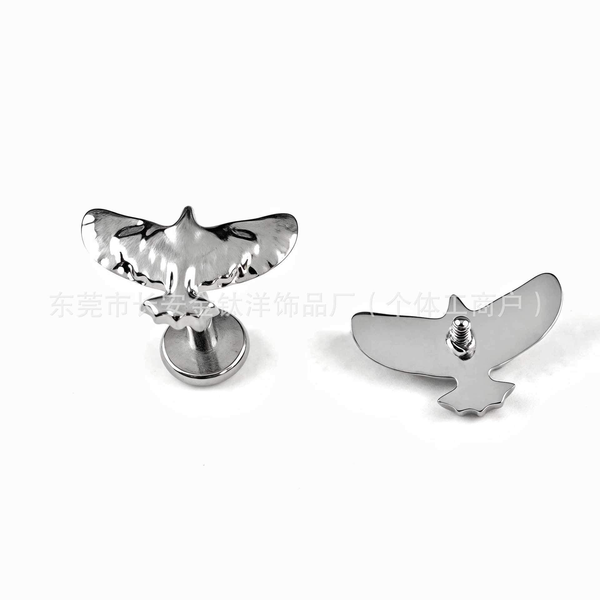 F136 Titanium Polished Eagle Stud Earrings - Nose, Cartilage, Lip & Helix Body Piercing Jewelry detail image 7