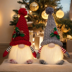Christmas high-end decorative light knitting hat glowing Rudolph doll creative ornament gift wholesale