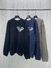 Ceiling Poison Version V Classic Internet Celebrity Style Front and Back Large Logo Wool Loop Yarn Round Neck Pullover Sweater