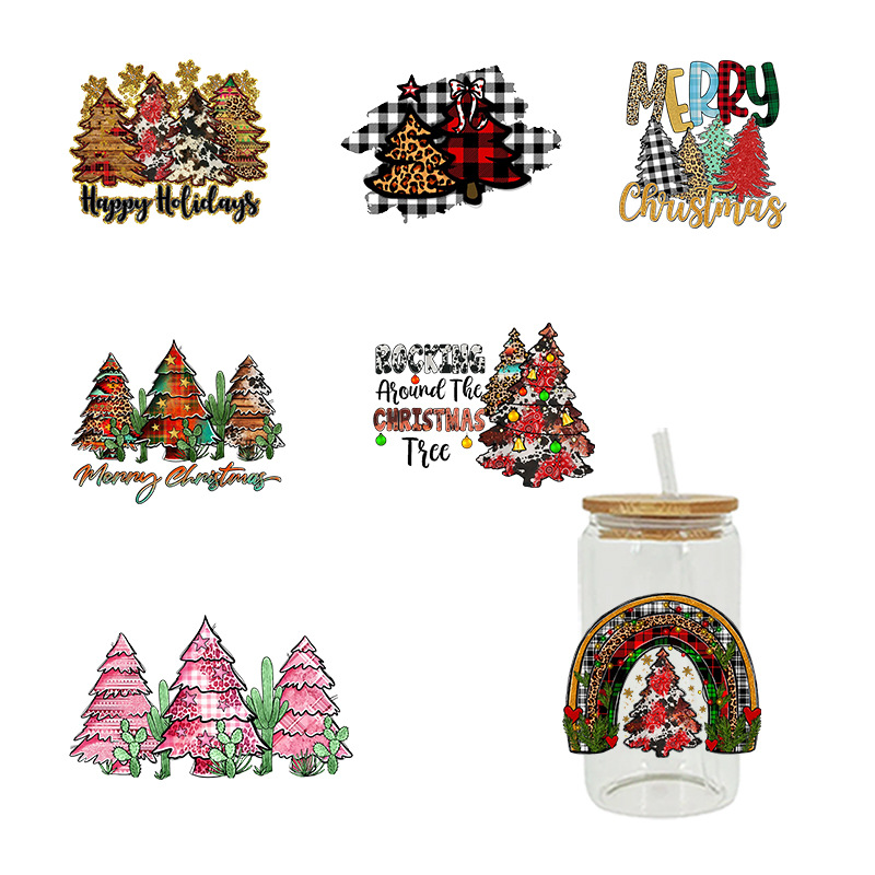 新款 圣诞 热转印杯贴水晶标 logo图案 23cmX11cm 现货批发