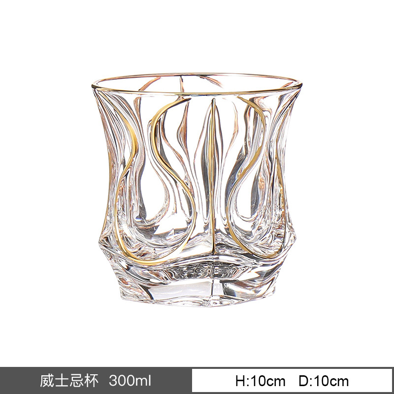 Importación checa de Bohemia BOHEMIA cristal copas de vino extranjero dibujado línea dorada taza de whisky conjunto de vinos image 10