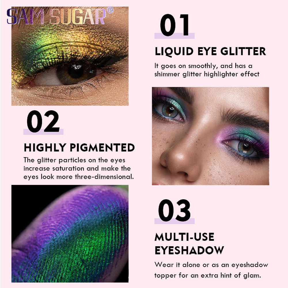 SAM SUGAR Chameleon Pearlescent Liquid Eyeshadow, Farbwechselnd, Aufhellend, Feiner Glitzer, Festtags-Look_voghion.com