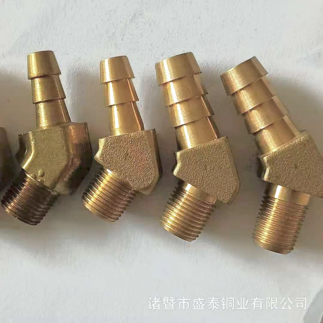 厂家销售1/4插口外丝宝塔弯头135度黄铜加厚接口机械机器气动接头