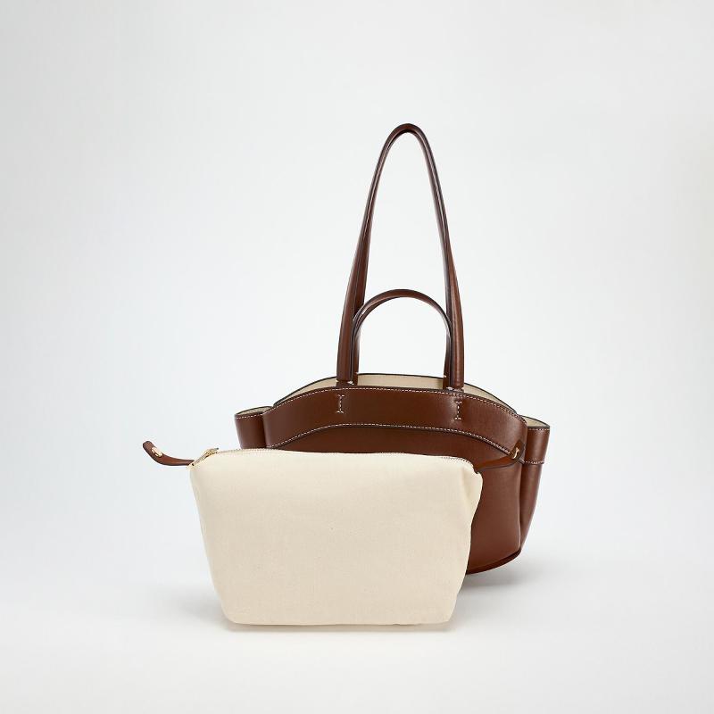 Autumn capacious brown one-shoulder bag