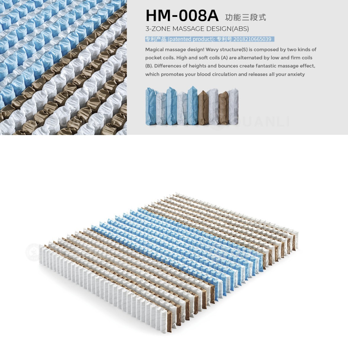 供应席梦思床垫弹簧/床网弹簧/压缩弹簧三段式/独立袋装弹簧床网