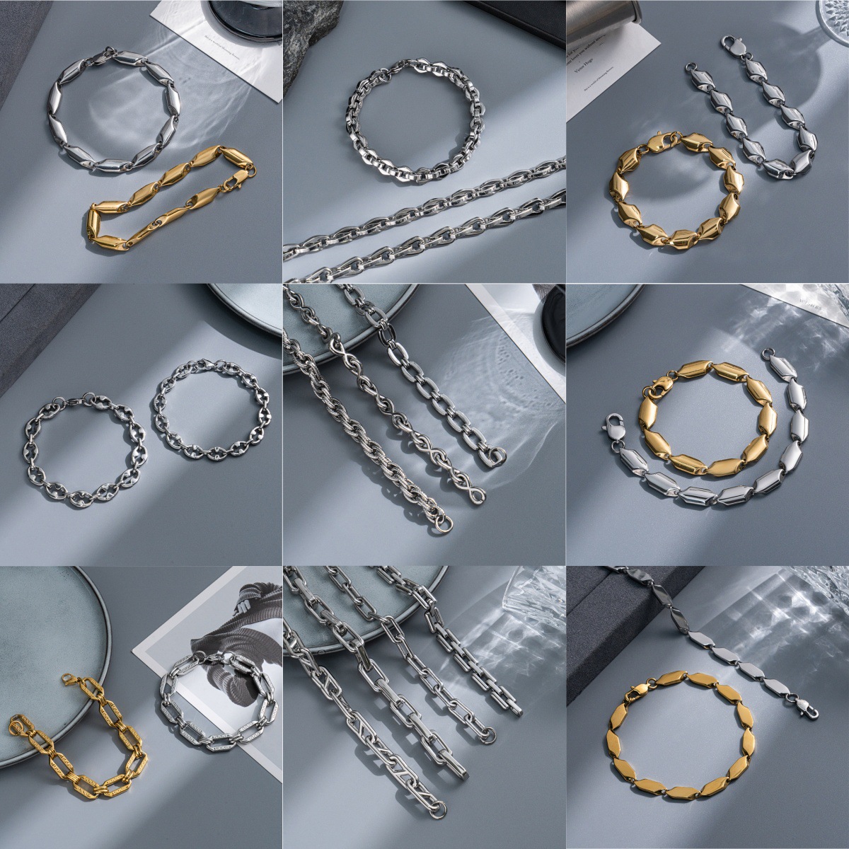 New European and American Bracelet Men's Ins High-level Cross-border Hip-hop Stainless Steel Chain Niche Design Personalized Hand Jewelry