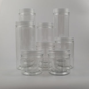 Manufacturer customized pet aluminum lid transparent plastic food jar nuts miscellaneous grain snacks round wide mouth bottle sealed jar