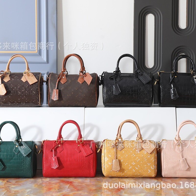 Cross-Border Wholesale of Lv Crocodile Leather Speedy Handbags, Large Capacity Pillow Bags, Crossbody Bags, Direct from the Factory