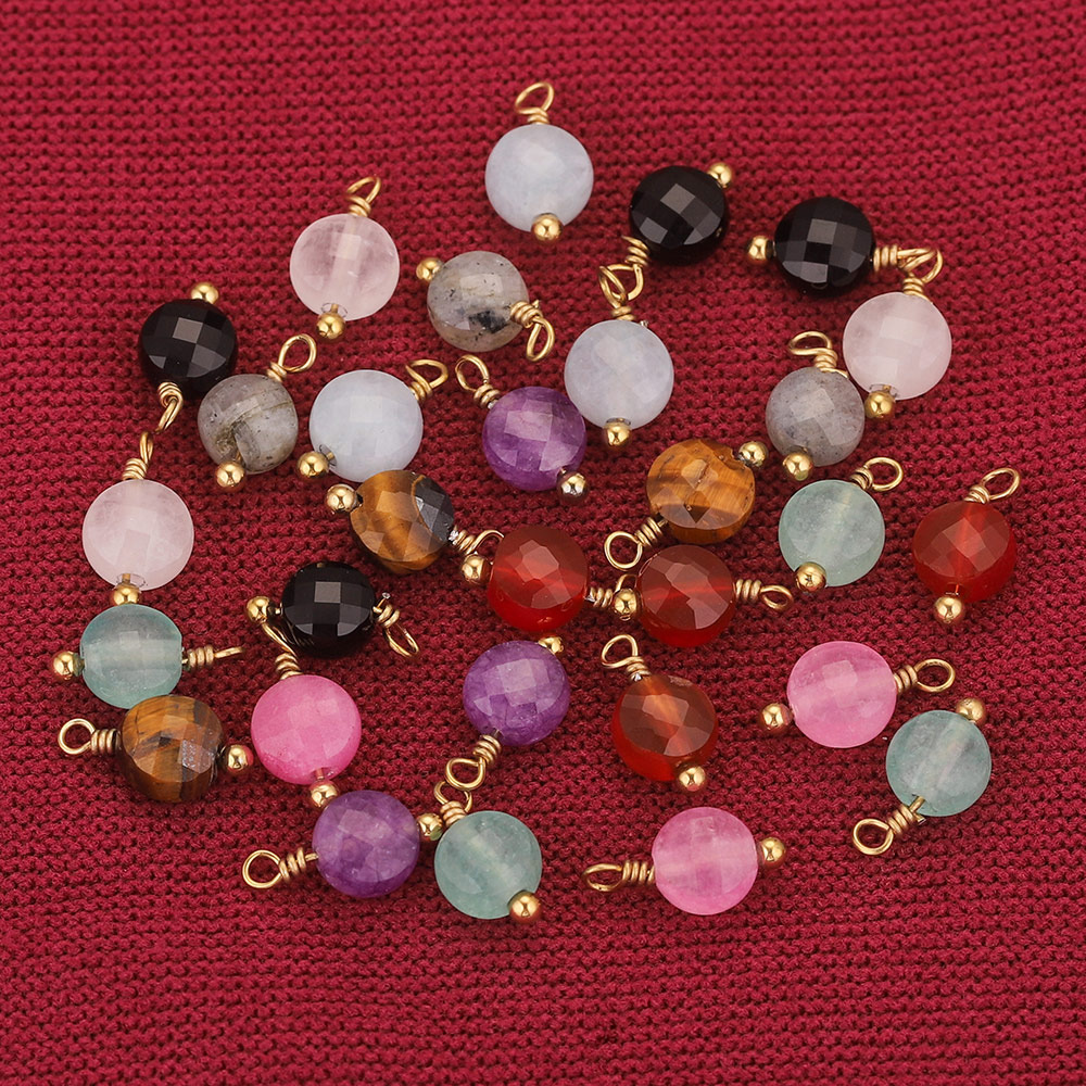 Cruz-frontera europea y americana hecha a mano de piedra natural con cuentas de acero inoxidable colgante accesorios de la joyería DIY en forma de corazón pendientes collar