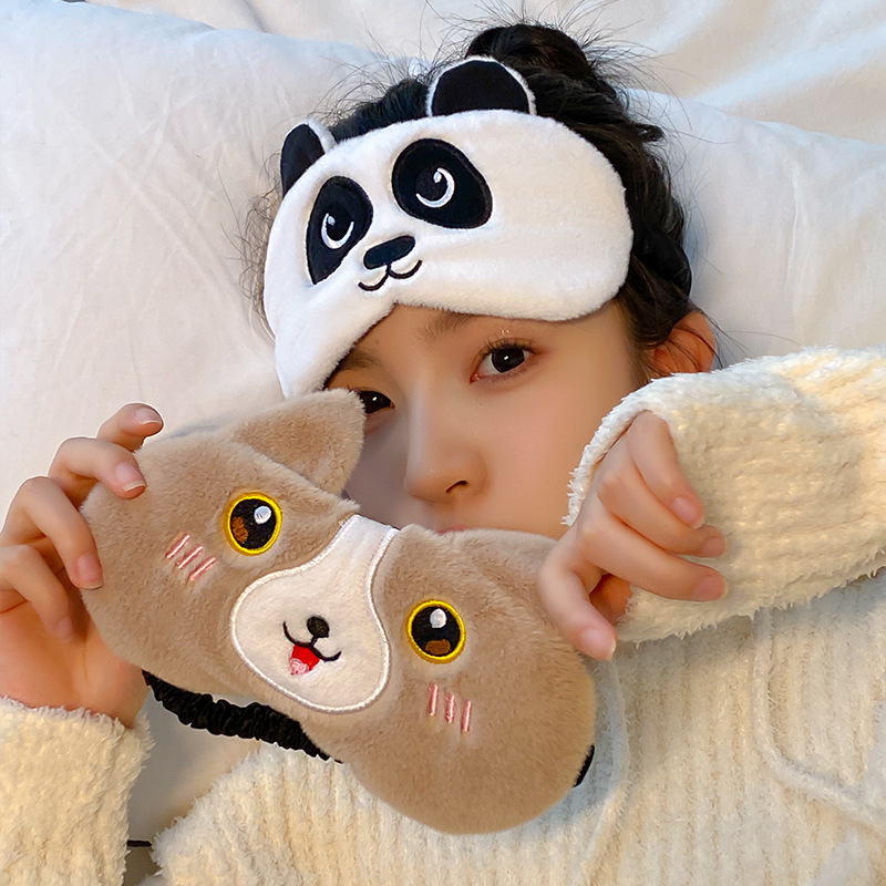 Cute Cartoon Plush Eye Mask Shading Special for Women's Sleeping No Pressure on Eyes No Tear Help Sleep Eye Protection Relieve Eye Fatigue