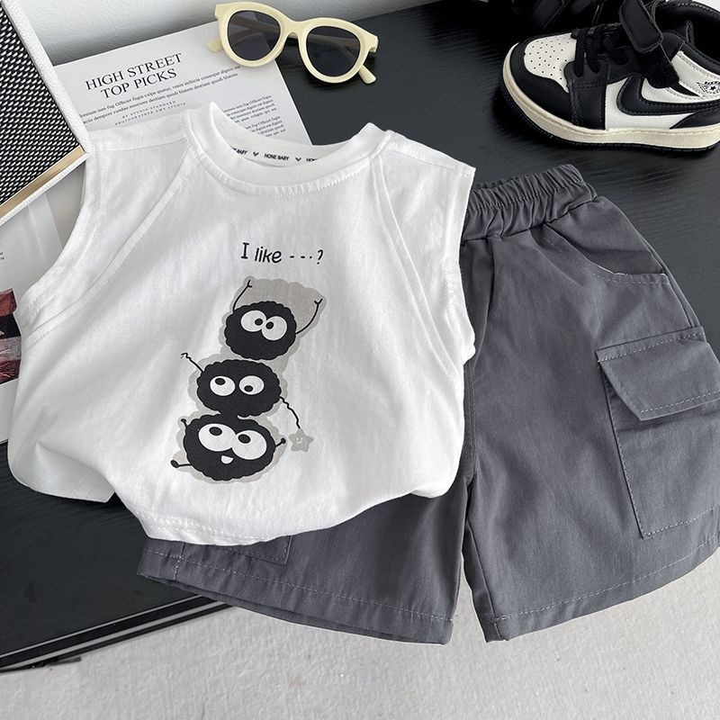 男童夏装套装夏款2025新款儿童衣服潮帅气夏季背心衣服网红童装潮
