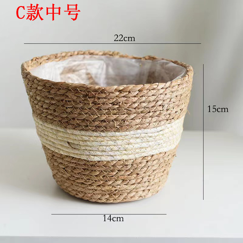 Maceta decorativa de cuerda de paja, tejida, para plantas – Producto transfronterizo para Amazon