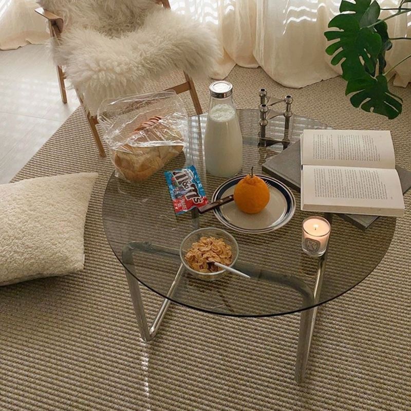 Nórdico moderno sala de estar nueva mesa de té de acero inoxidable mesa de té de vidrio sala de estar hogar de lujo ligero mesa de té de vidrio