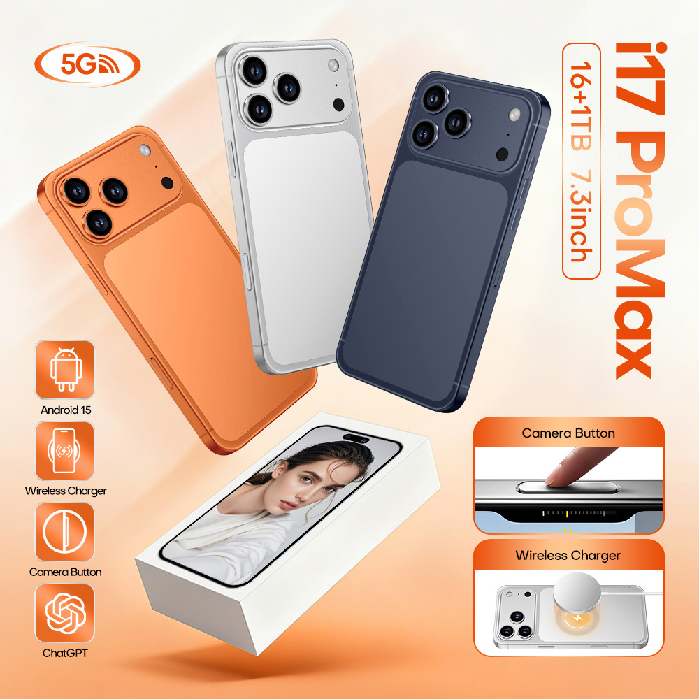 Cross-Border Popular I17 Promax Classy 7.3inch Large-Screen Global Android Smart 5g Mobile Phone Source Factory