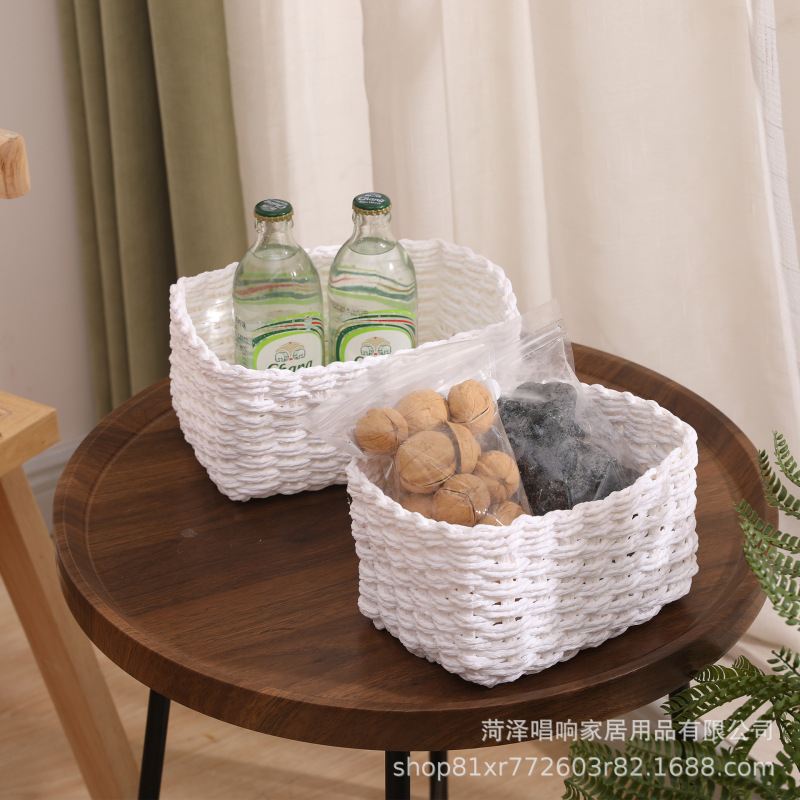 跨境代发手工草编收纳筐家用客厅杂物玩具收纳箱桌面化妆品收纳篮|undefined