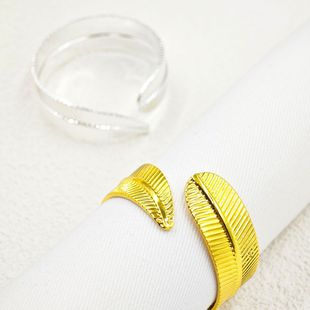 Golden Leaf Napkin Buckle Family Dining Table Feather Napkin Ring Hotel Paper Towel Ring Cloth Ring Napkin Ring