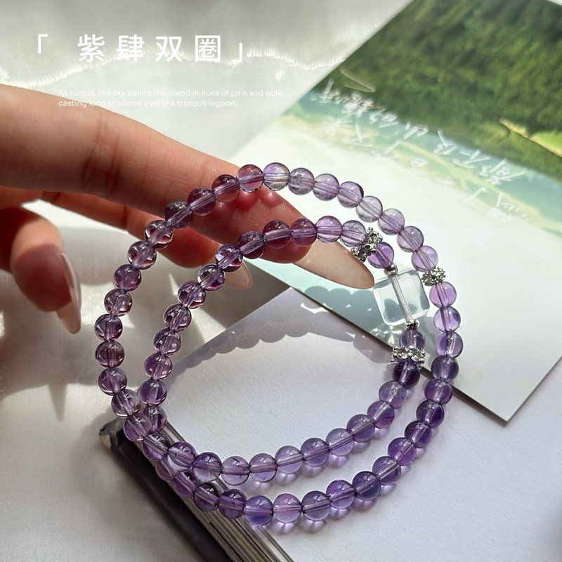 巧恩珠宝天然紫水晶单圈手链巴西紫水紫水晶方块送女友厂家直发|undefined