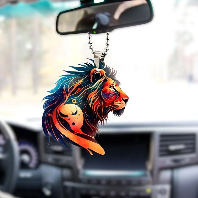 Creativo nuevo 2D plano despertar león colgante acrílico transfronterizo automóvil espejo retrovisor interior decoración colgante colgante para el hogar