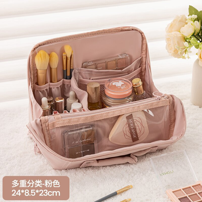 Bolsa de lavado portátil para mujeres de pie, bolsa de almacenamiento de maquillaje multifuncional de alta gama, bolsa de maquillaje de viaje, gran capacidad