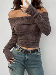 V 21881 Off-shoulder knit top һ�ּ�ᘿ���