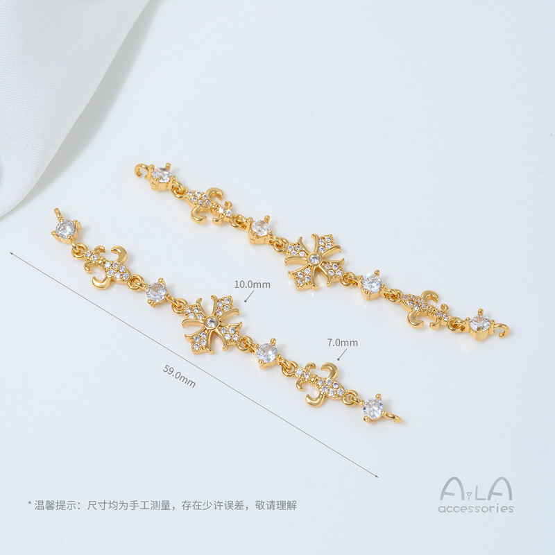 14K包金镶锆石蝴蝶葫芦樱花吊坠双吊手工diy珍珠手链项链吊饰配件|undefined