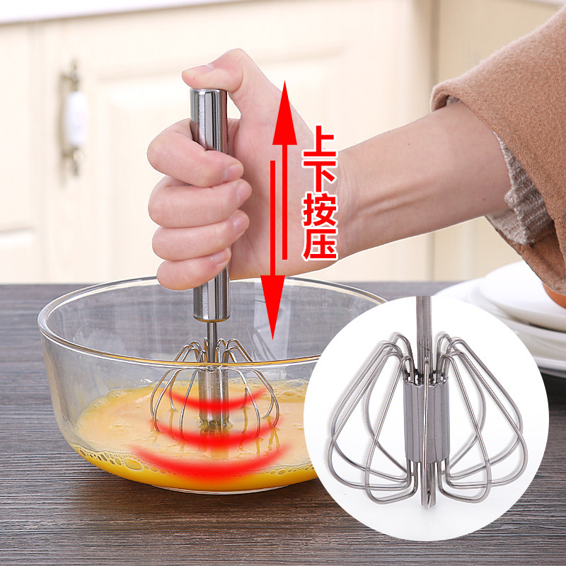 Household Semi-Automatic Kitchen Baking Tool Stainless Steel Manual Press Egg Beater_voghion.com