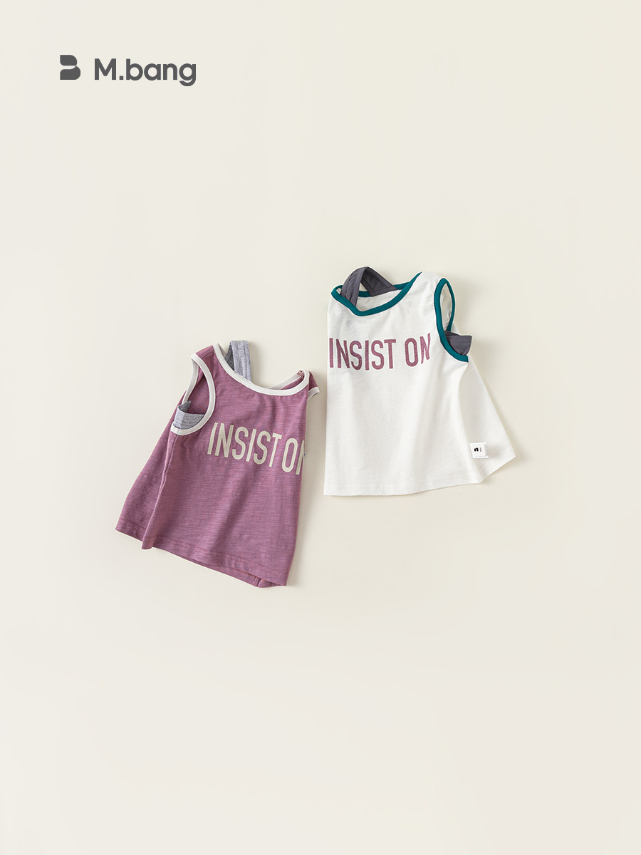 Youbao Ropa para niños Camiseta sin mangas para niños Falsa de dos piezas Chaleco de contraste Ropa de verano casual Chaleco de niña