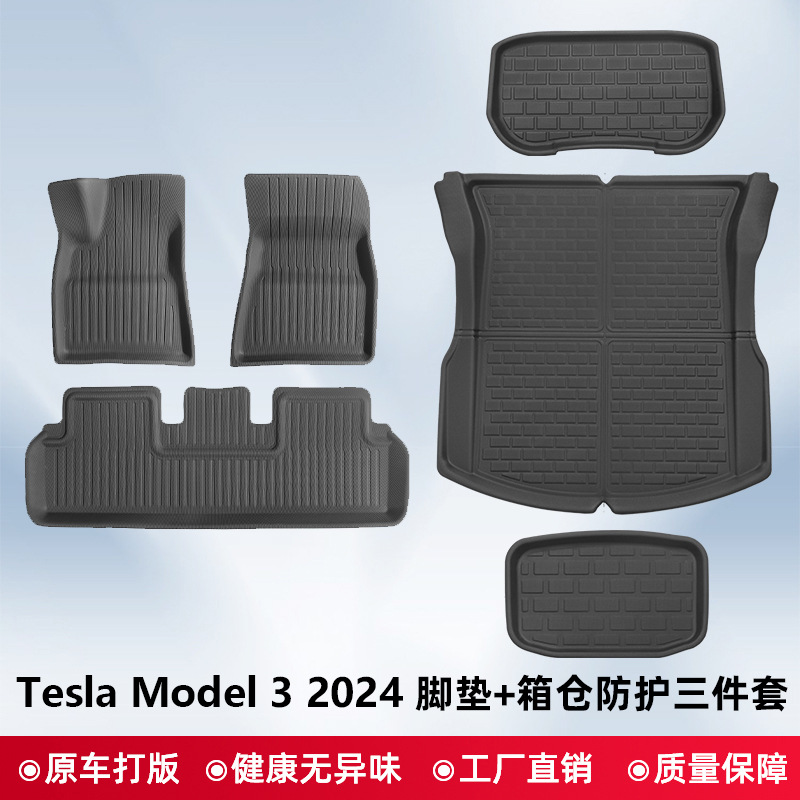 Para 2021 - 2024 Tesla Model Y / Model3 Nuevo 3D todo clima almohadilla de pie XPE