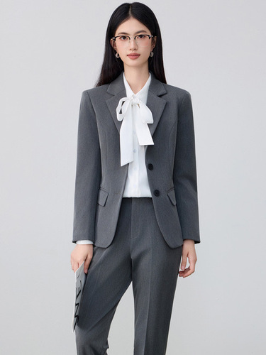 Gray suit set women's formal wear autumn new high-end sense university student job interview professional suit jacket