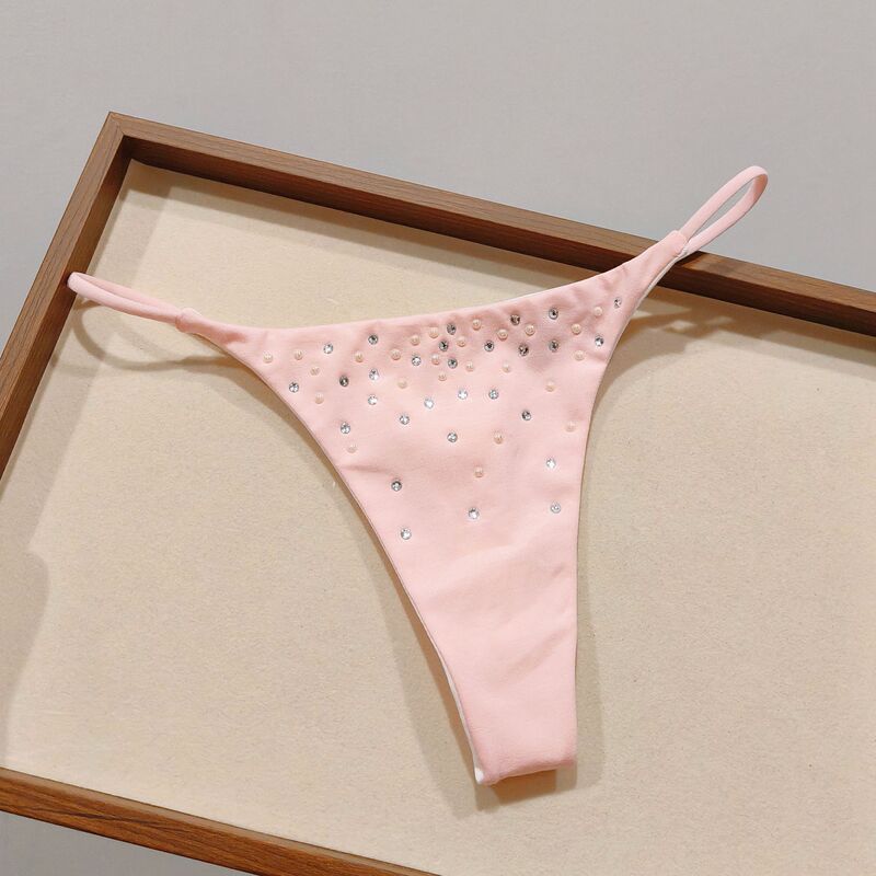 2026 New European and American Hot Girl Bikini with Rhinestones, Sexy Thong, Solid Color Seamless Sports T-Pants, G-String 2026 New European and American Hot Girl Bikini with Rhinestones, Sexy Thong, Solid Color Seamless Sports T-Pants, G-String