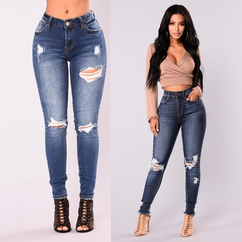 2020Fashion tall waist ripped jeans for...