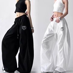 ヨーロッパとアメリカの作業服パンツ女性の夏アメリカンスポーツパンツジャズヒップホップヒップホップスリムワイドレッグヒップホップシミターパンツ
