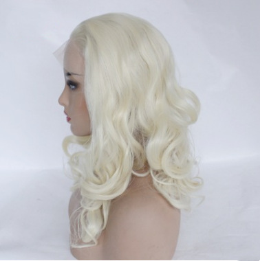 Europa y los Estados Unidos populares damas arroz blanco corto rizos fibra química pelucas de encaje frente al por mayor comercio exterior LW0073