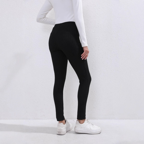 2024 Women's New Cross-border Bestselling Casual Loose Stretch Waist Ribbed Knit Drop Sensation Straight Leg Pants