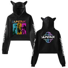 2025跨境新品KPop Demon Hunters欧美时尚猫耳朵露脐卫衣女代发3
