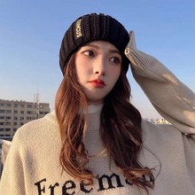 冬季帽子女韩版百搭时尚长标毛线帽冬天网红保暖护耳包头针织帽