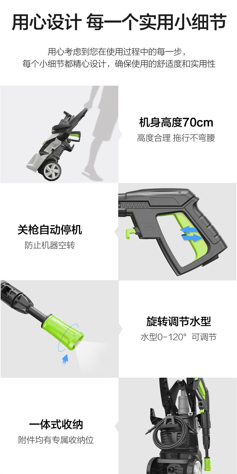 Greenfield High-Pressure Car Washer for Home Use 220V Portable Water Gun High-Power Water Pump Cleaning Machine Car Washing Tool