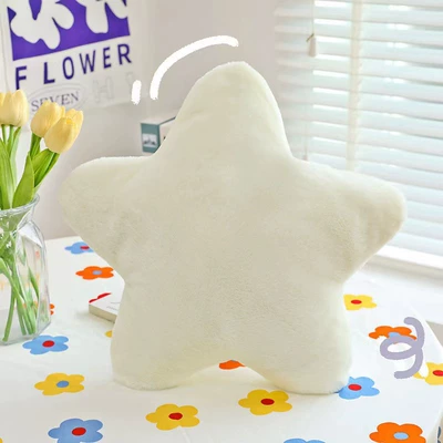 Cross-border Star Pillow Cute Plush Toy Sleeping Pillow Five-pointed Star Cushion Nap Pillow Girl's Heart Cream (Oyuncaq yastıqlar) - white-30cm-01kg