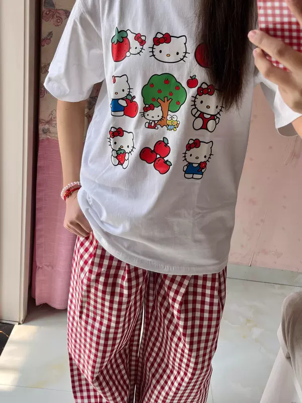 เสื้อยืดพิมพ์ลายครึ่งแขน สำหรับคนอวบ เสื้อยืดแขนสั้นผ้าฝ้ายแท้ แขนสามส่วน ทรงหลวม สไตล์เกาหลี แฟชั่นฤดูร้อนสำหรับผู้หญิง