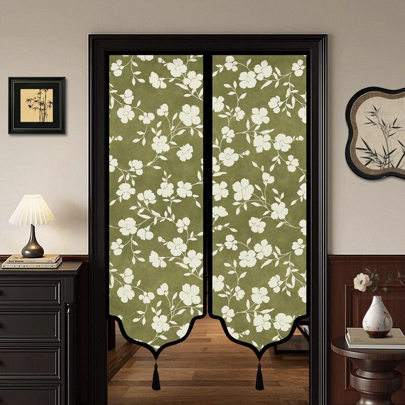 Medieval Style Door Curtain Partition Curtain High-End Bedroom Kitchen Blocking Curtain New Hanging Curtain Bathroom Punch-Free Half Curtain