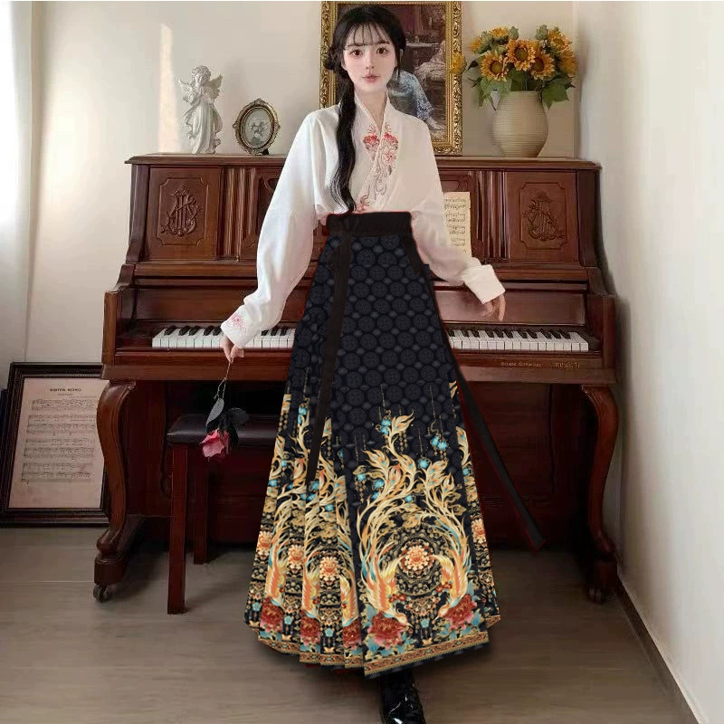 Юбка с конским лицом Hanfu женский костюм юбка с бюстом Новый китайский стиль маленькая девочка с чувством высокого уровня [Shuangfeng Hening]