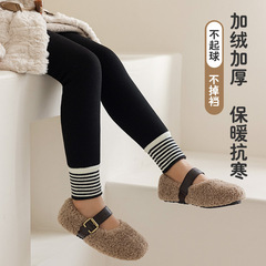 冬季保暖兒童九分褲批發2023冬季純色九分褲加絨加厚兒童打底褲
