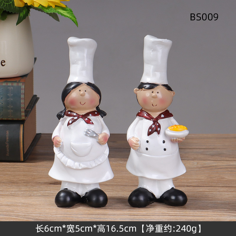 Chef de estilo europeo personaje ornamentos de resina artesanía creativa restaurante chef pizarra de bienvenida placa de comedor decoración creativa