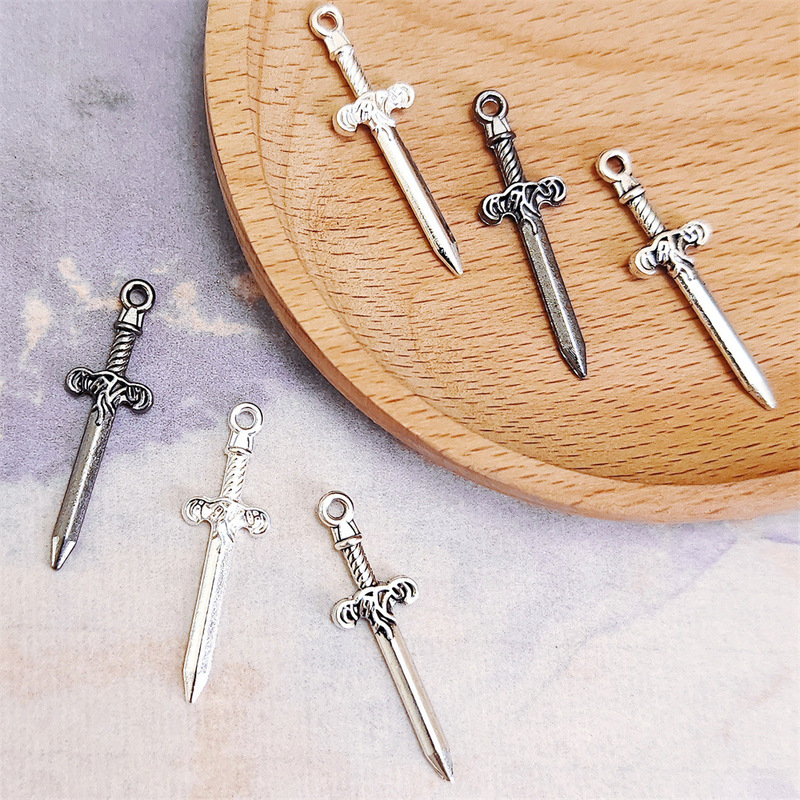Alloy Sword Pendant Xizang Silver Assassin Dagger Ancient Silver Swordsman Weapon Bracelet Pendant Buddha Beads Diy Fun Accessories Alloy Sword Pendant Xizang Silver Assassin Dagger Ancient Silver Swordsman Weapon Bracelet Pendant Buddha Beads Diy Fun Accessories