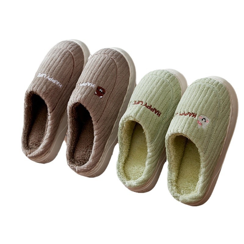 Zapatillas de algodón para mujeres invierno 2024 nuevo hogar interior cálido pareja lindo conejo antideslizante de peluche zapatillas de invierno para hombres