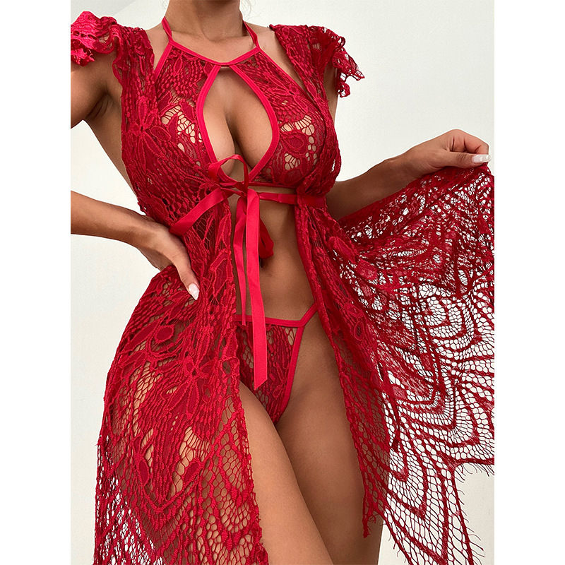 Sexy Lingerie Lingerie Type Spandex, Lace Fabric Type Women's Lady Sexy Solid Color Skirt Sets Indoor Honeymoon Mid Waist Sexy Lingerie