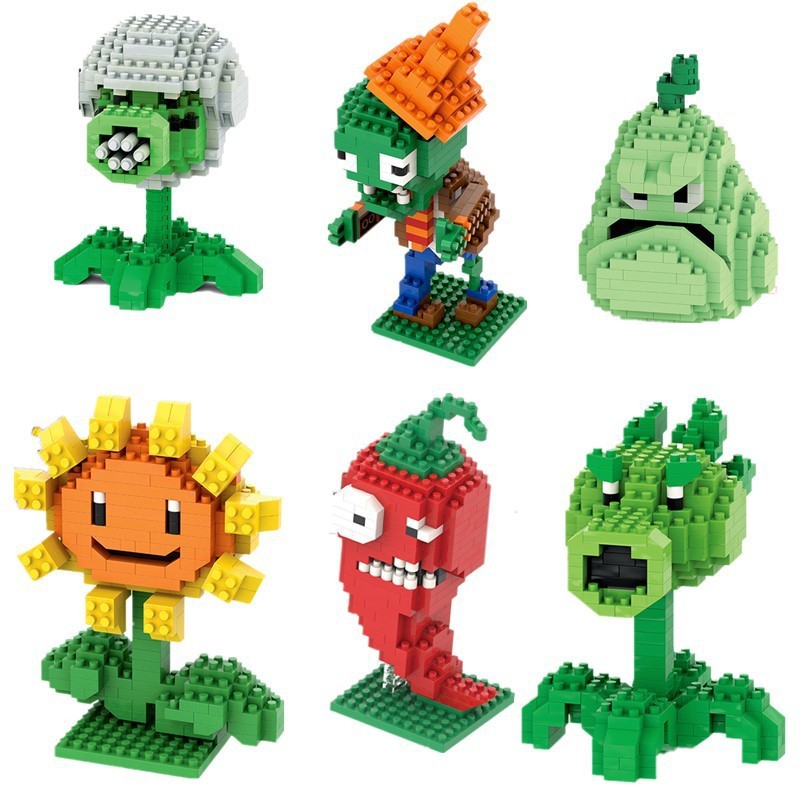 Juguetes para niños compatibles con bloques de construcción de Lego Plants vs Zombies rompecabezas de micropartículas juguetes de costura bloques de construcción creativos
